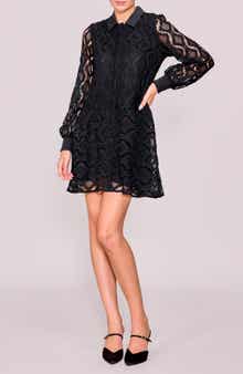 MELLODAY Button Front Long Sleeve Lace Minidress