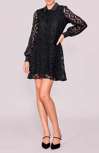 MELLODAY Button Front Long Sleeve Lace Minidress