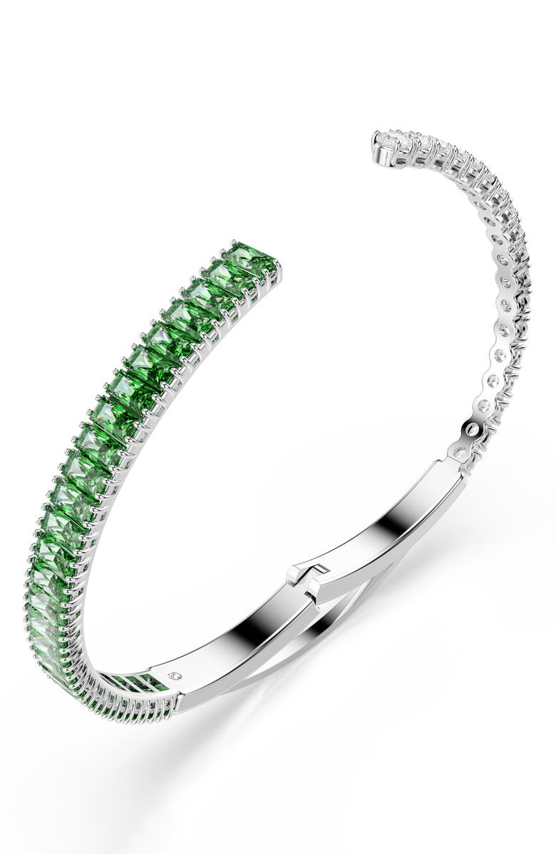 Swarovski Matrix Bangle, Alternate, color, Rhodium/ Green