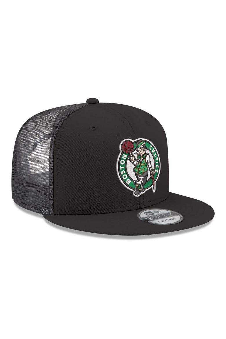Men's New Era Black Boston Celtics Core Logo Meshback 9FIFTY Snapback Hat, Alternate, color, Black