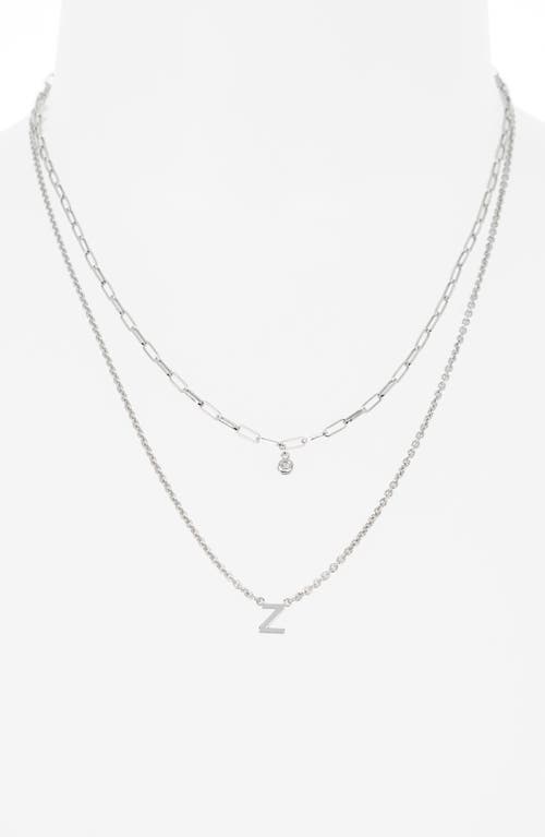 Meshmerise Diamond Initial Charm Necklace In Metallic