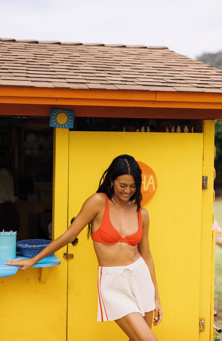 Billabong Summery Nights Stripe Cotton Sweater Shorts, Alternate, color, Whitecap