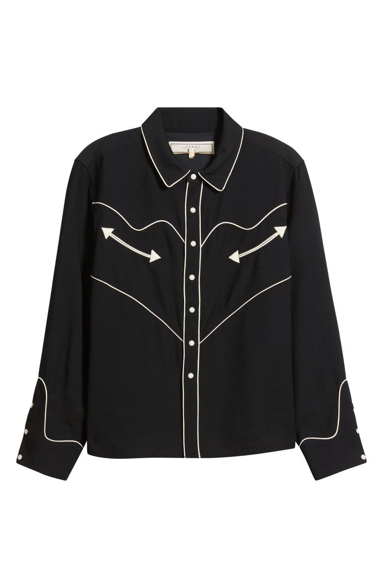 THE GREAT. The Western Shirt, Alternate, color, Black W/ Cream
