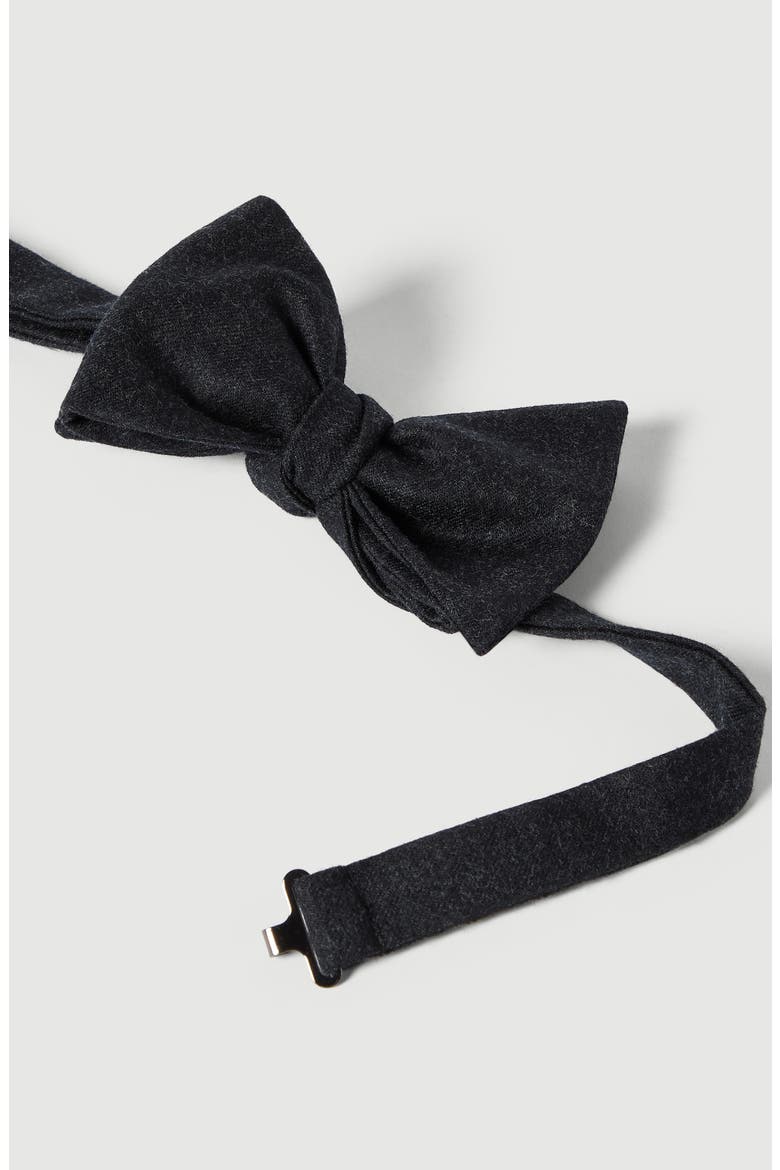 Virgin wool flannel bow tie, Alternate, color, Blue