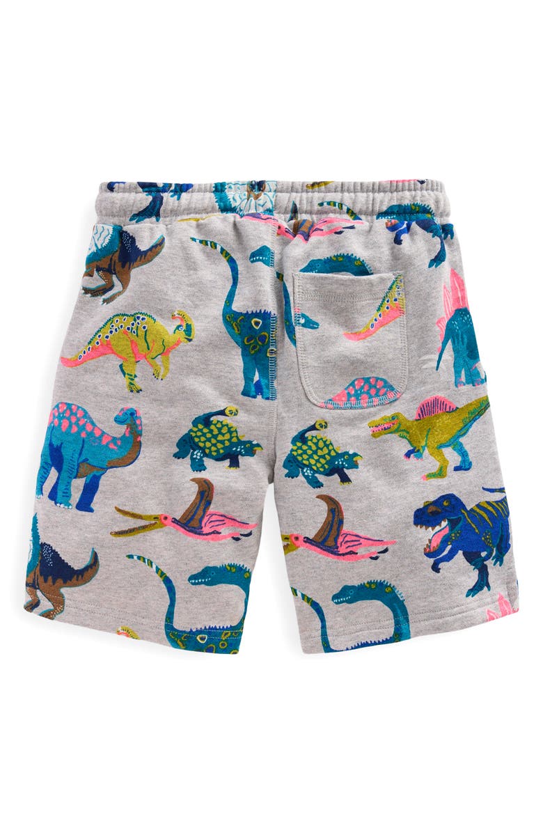 Mini Boden Kids' Dino Print Cotton Jersey Shorts, Alternate, color, Grey Dinos