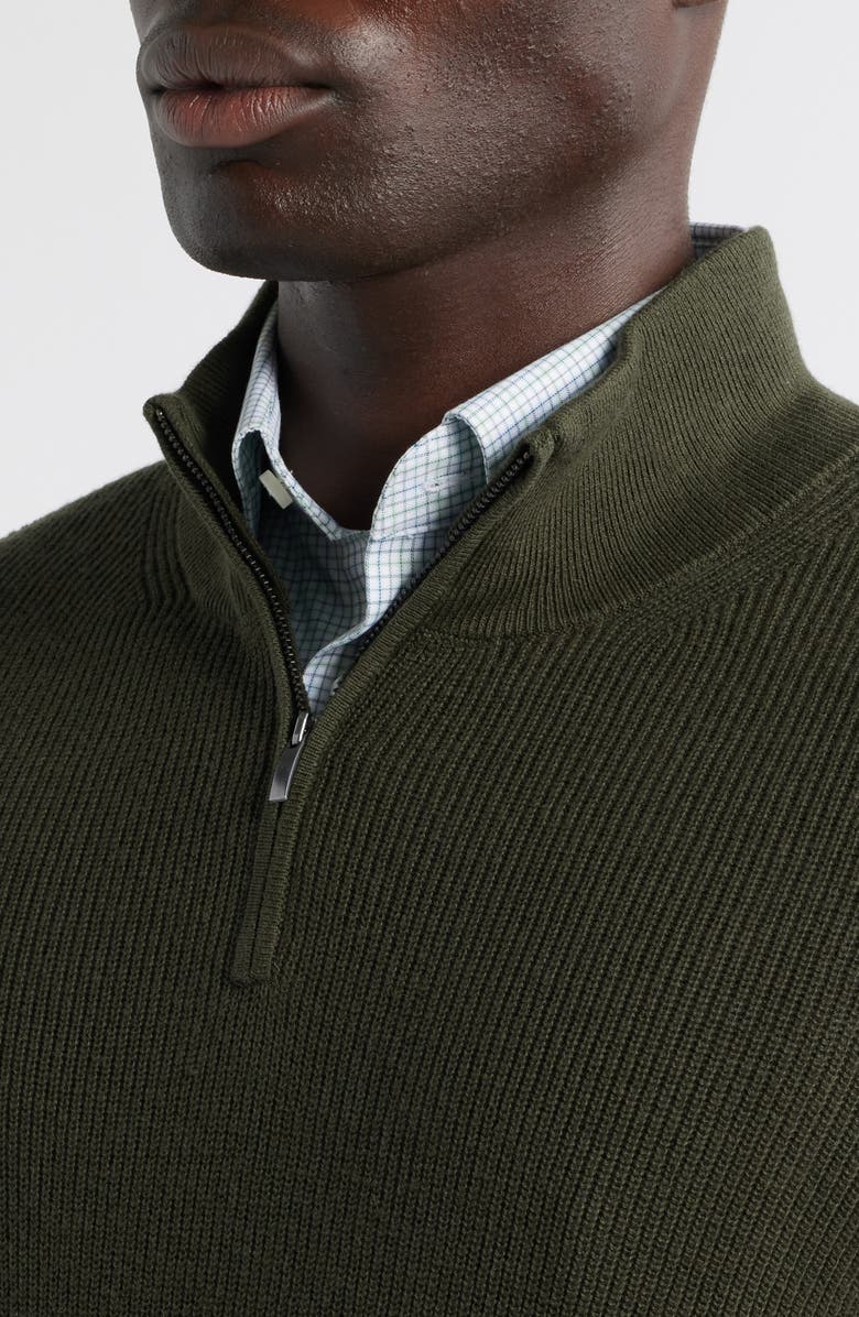 Nordstrom Cotton & Cashmere Quarter Zip Sweater, Alternate, color, Green Duffel