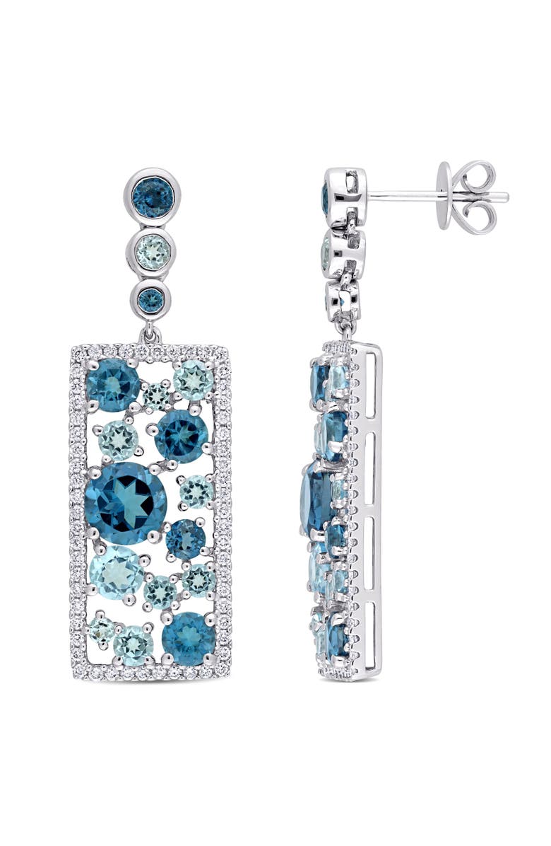 Julianna B. Blue Topaz & Diamond Mosaic Drop Earrings 14k, Main, color, 
