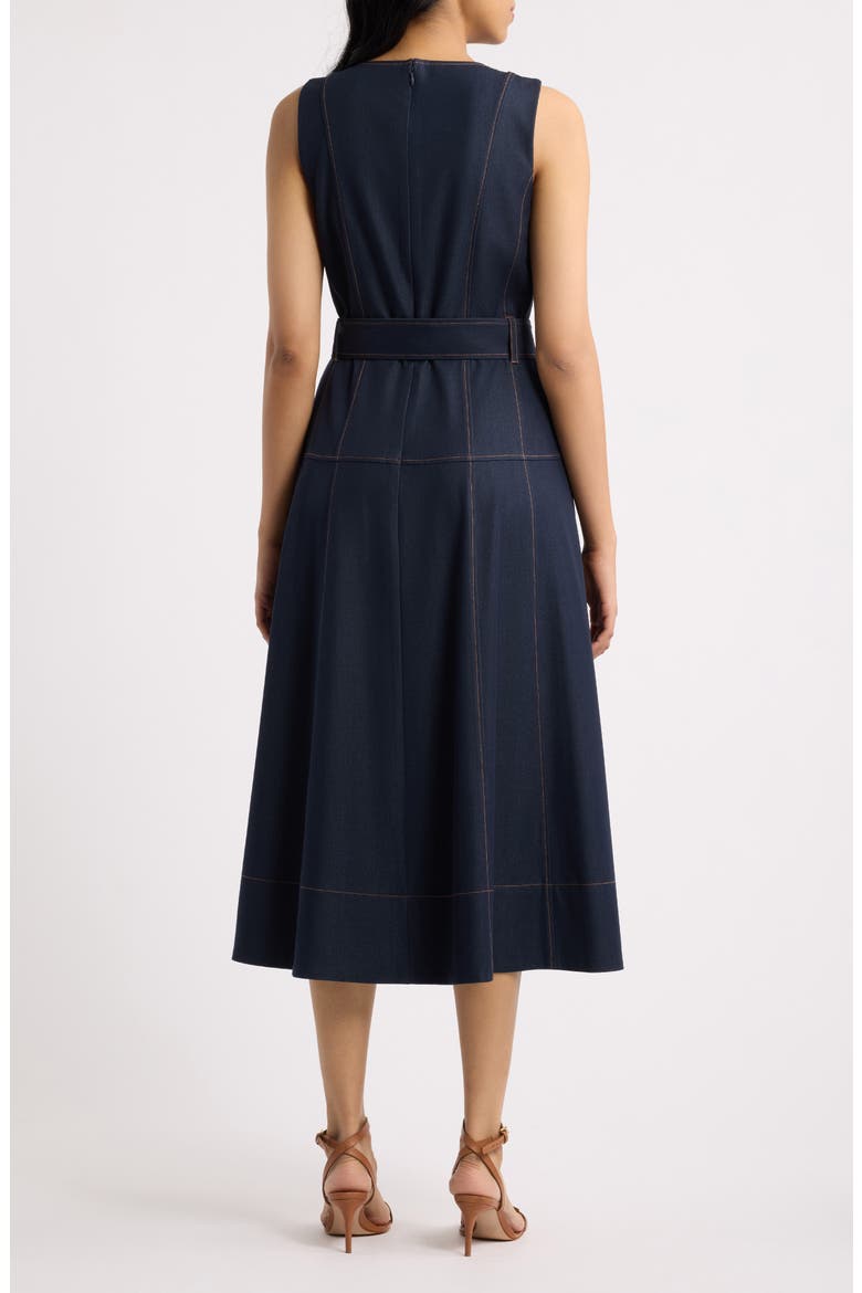 Belted Denim Midi Dress, Alternate, color, DARK DENIM
