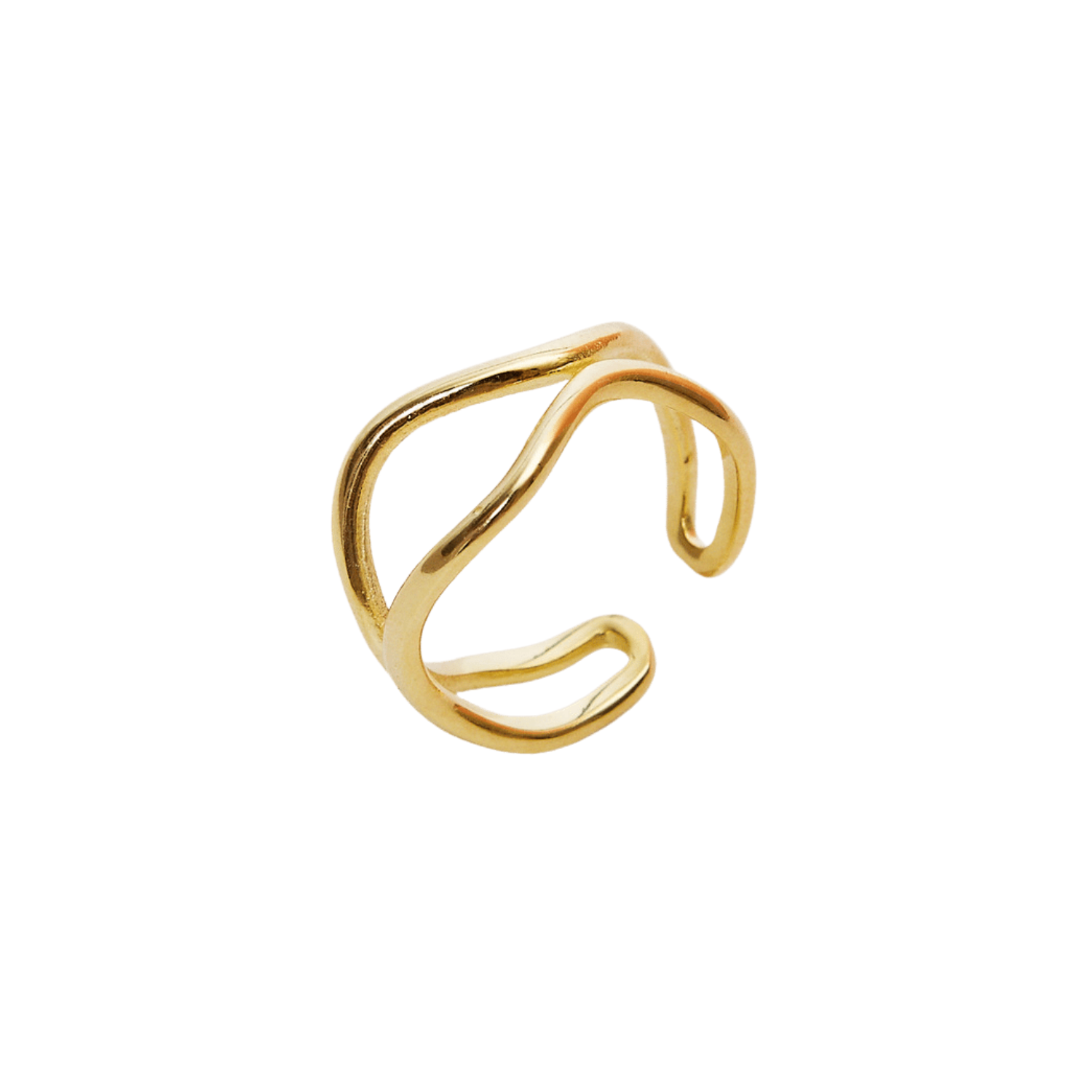 Spero London Wavy Lines Sterling Silver Wave Ring In Gold