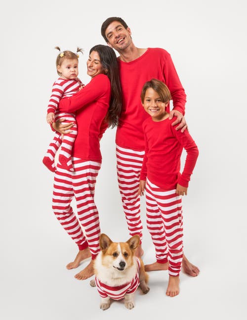 Leveret Kids Two-piece Striped Cotton Matching Family Holiday Pajamas In Red