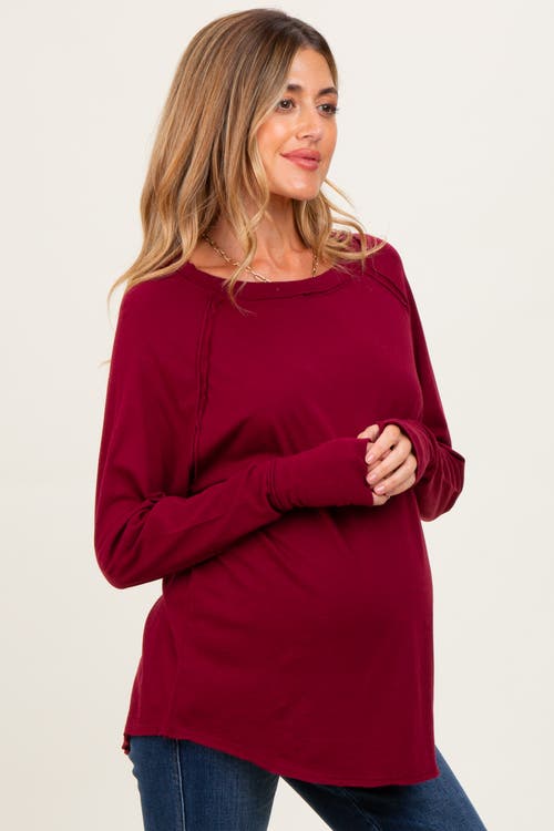 Pinkblush Exposed Seam Long Sleeve Top In Red