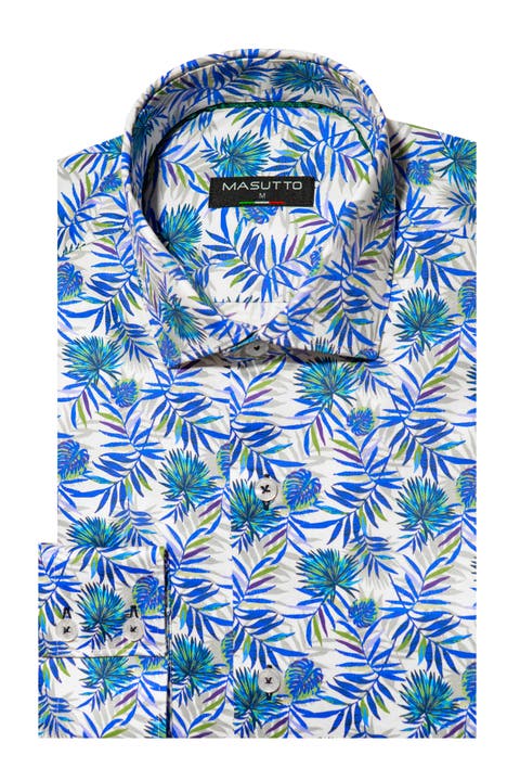 Bellagio Print Button-Up Long Sleeve Shirt