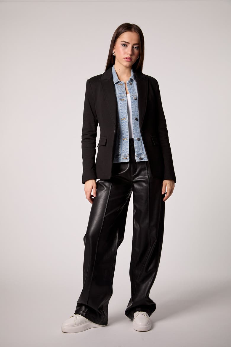 Helen Blazer with Removable Denim Insert, Alternate, color, Black / Denim