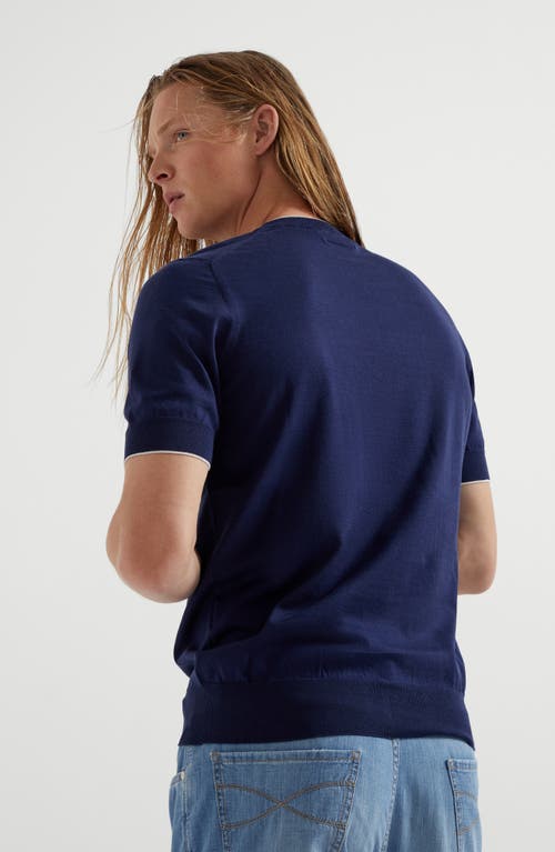 Brunello Cucinelli Men Cotton T-shirt In Azure