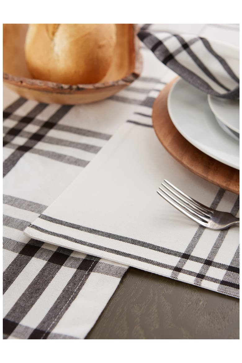 Home Sweet Farmhouse Plaid Set of 4 Placemats, Alternate, color, BLACK