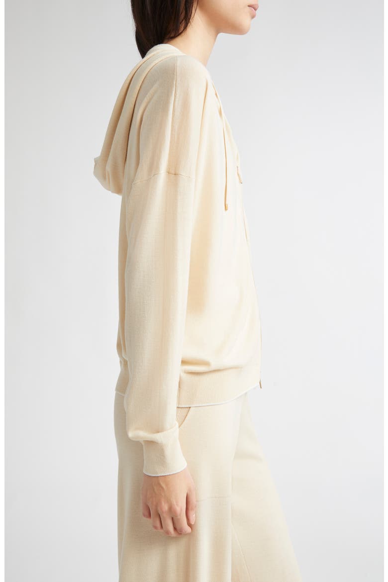 Merino Wool Zip Hoodie, Alternate, color, BEIGE AND WHITE