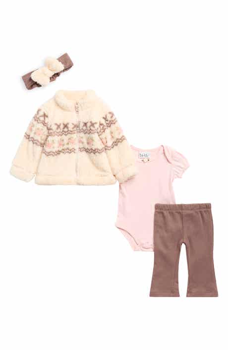 Fleece Jacket, Bodysuit, Pants & Headband Set