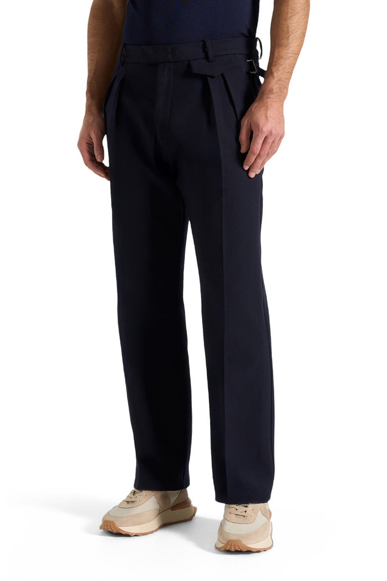 Pierre Relaxed Fit Pleated Tailored Trousers, Alternate, color, Navy