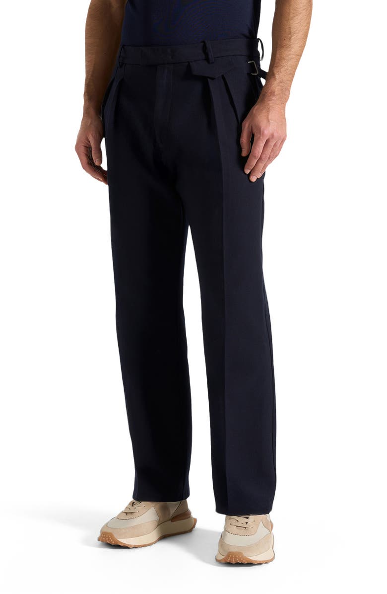 Manière De Voir Pierre Relaxed Fit Pleated Tailored Trousers, Alternate, color, Navy