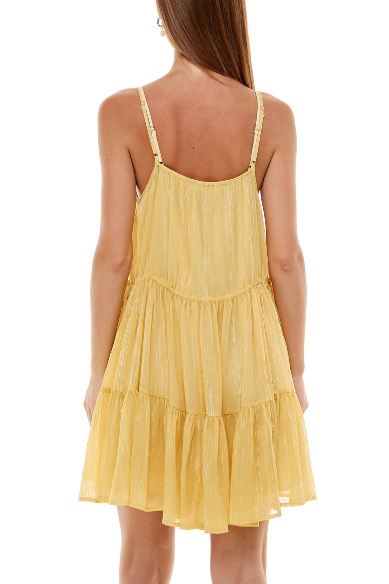 Clyde Metallic Thread Tiered Ruffle Dress, Alternate, color, SAFFRON