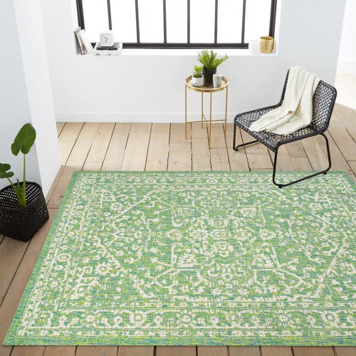 Jonathan Y Malta Bohemian Medallion Textured Weave Indoor/outdoor Area Rug In Cream/green