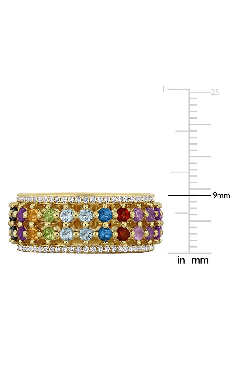 DELMAR Rainbow Semiprecious Stone & Lab-Grown White Sapphire Half Eternity Band Ring, Alternate, color, Blue Multi