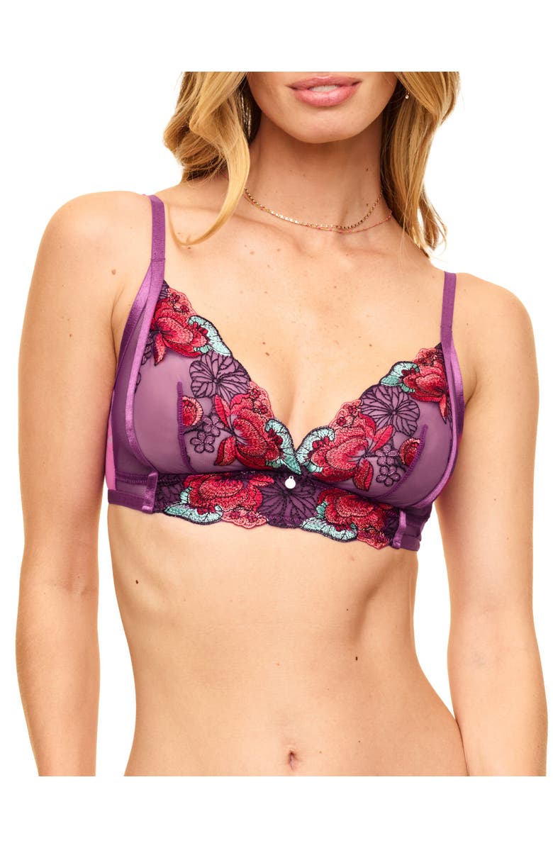 Adore Me Emilie Unlined Bralette Bra, Main, color, Floral Purple