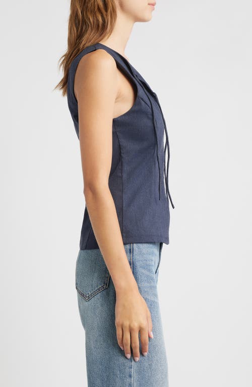 Mango Dena Tie Front Sleeveless Top In Blue