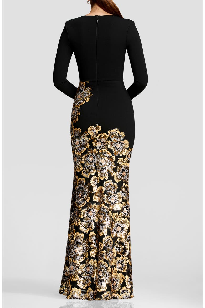 Anitza Sequin Long Sleeve Mermaid Gown, Alternate, color, GOLD MULTI