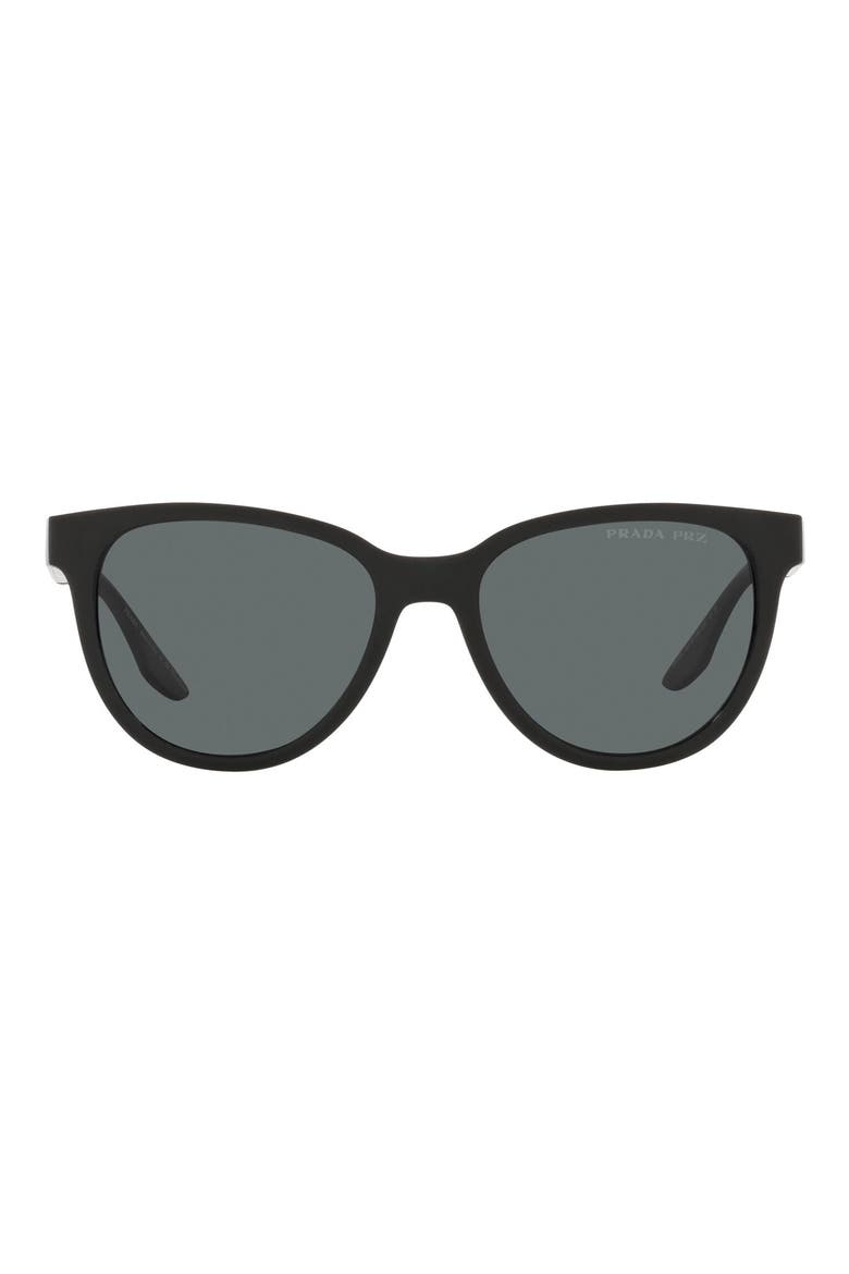 54mm Polarized Oval Sunglasses, Main, color, BLACK / DARK GREY POLARIZED