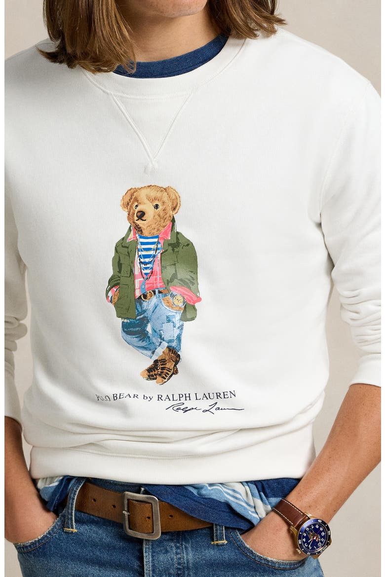 Polo Bear Fleece Graphic Sweatshirt, Alternate, color, WHITE EXPLORER BEAR