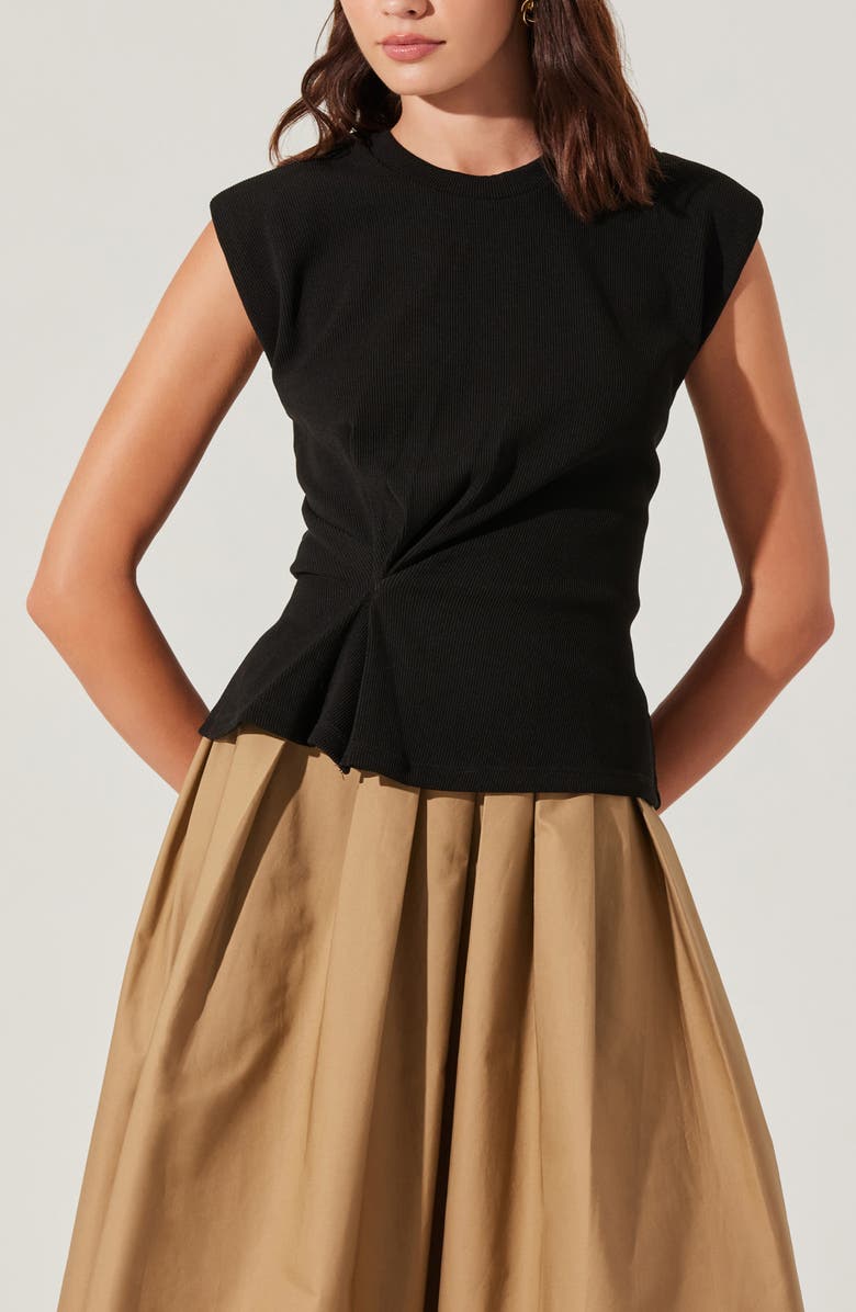 ASTR the Label Pinched Fabric Top, Alternate, color, Black