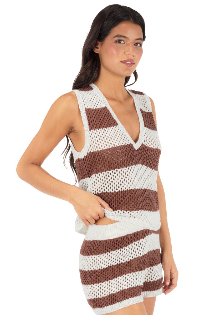 Hurley Stripe Crochet Cover-Up Shorts, Alternate, color, Mole Stripe