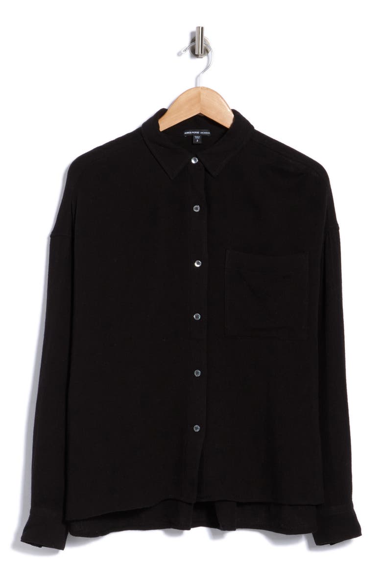 Oversize Long Sleeve Button-Up Shirt, Main, color, BLACK