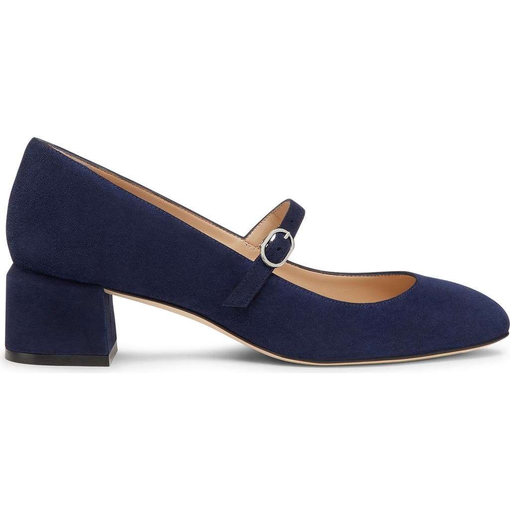 Stuart Weitzman Gabby 45 Suede Mary Jane Pumps In Nice Blue