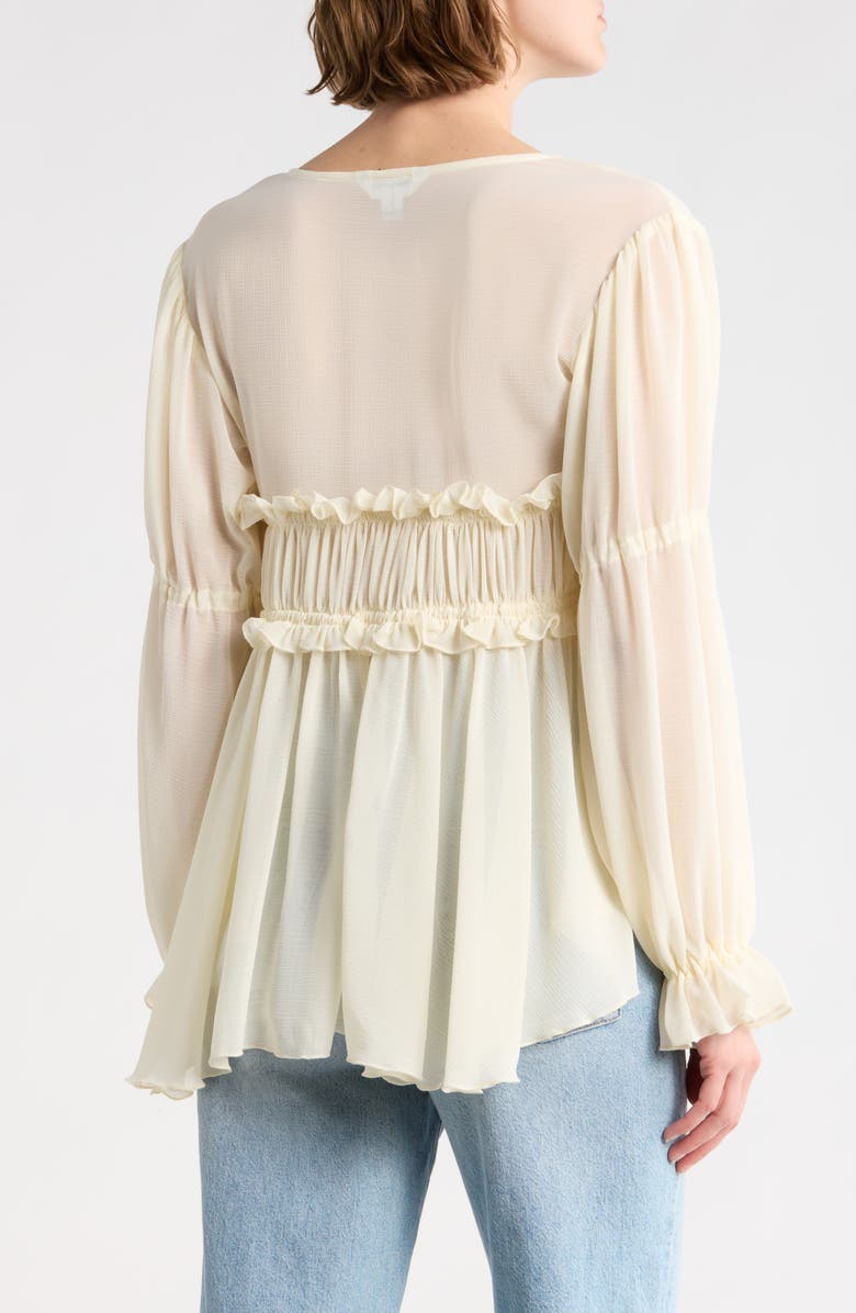 Vigoss Ruffle Babydoll Top, Alternate, color, Creme