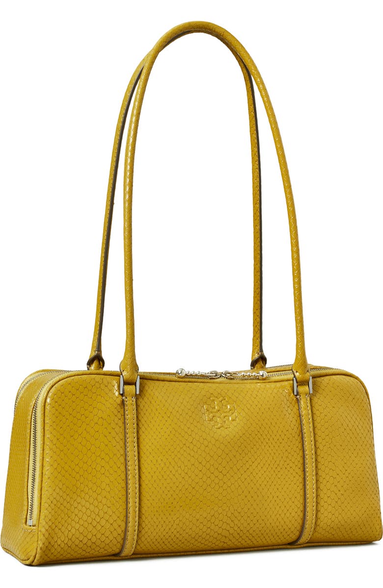 Tory Burch Marshmallow Croc Embossed LeatherShoulder Bag, Alternate, color, Island Palm