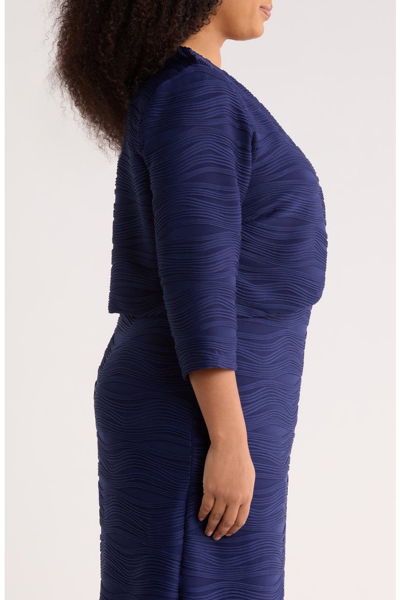 Three-Quarter Sleeve Knit Shrug, Alternate, color, KASPER NAVY