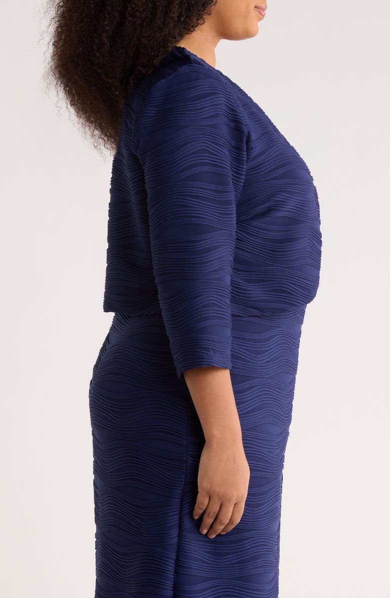 KASPER Three-Quarter Sleeve Knit Shrug, Alternate, color, Kasper Navy