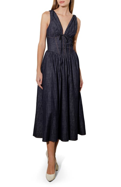 Freemarket Sleeveless Woven Midi Dress In Dark Denim