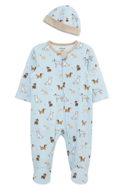 Dog Show Cotton Footie & Hat Set (Baby) (Nordstrom Exclusive)
