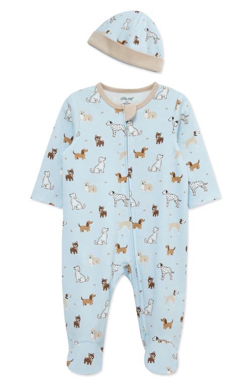 Little Me Dog Show Cotton Footie & Hat Set in Blue 