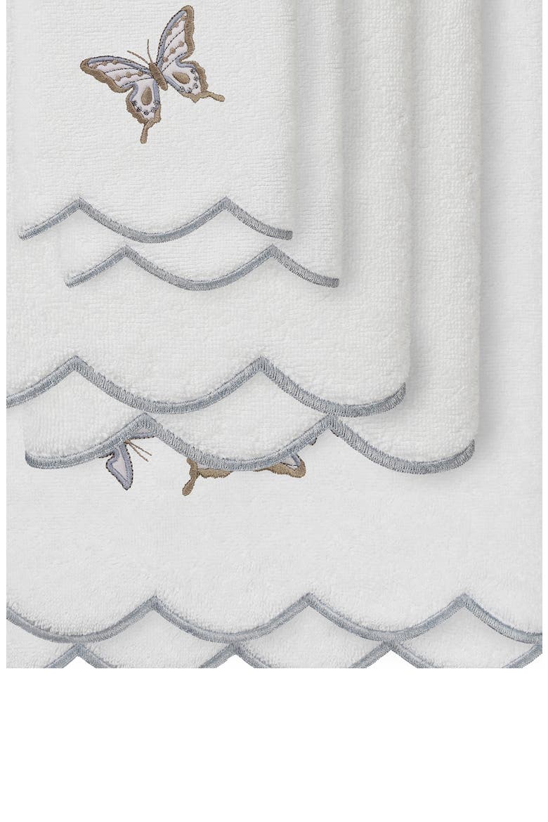 6-Piece Brittney Embroidered Turkish Cotton Towel Set, Alternate, color, WHITE/ GRAY