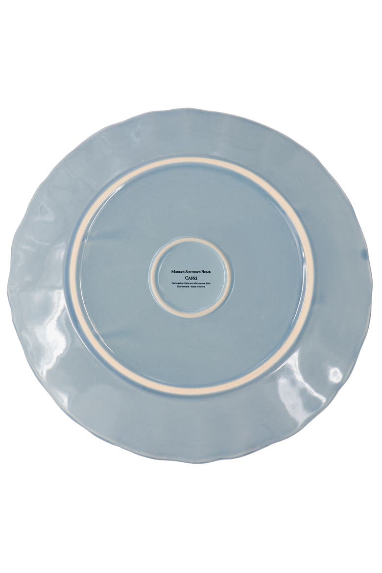 Capri 6 piece 11in Stoneware Embossed Dinner Plate Set, Alternate, color, Blue