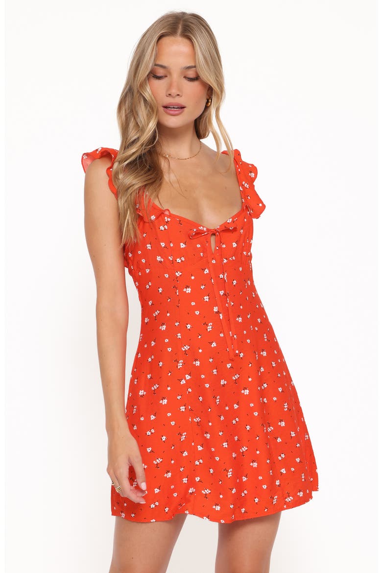 Lacey Floral Print Minidress, Alternate, color, RED FLORAL