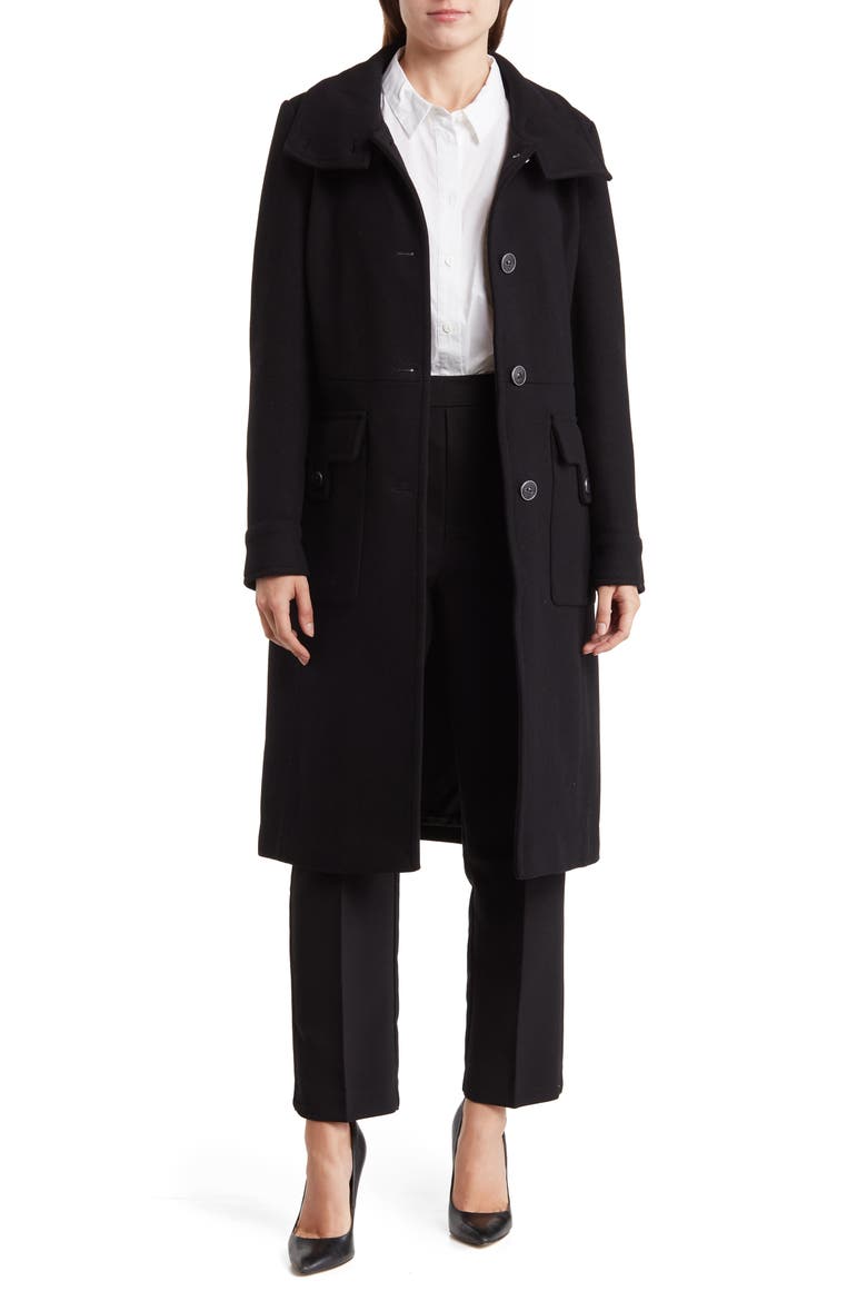 Almedia Wool Blend Twill Coat, Alternate, color, BLACK