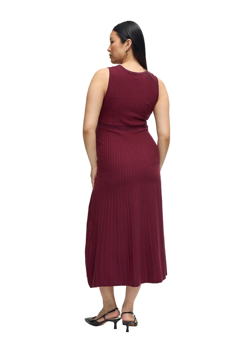 The All-Access Stripe Sweater Midi Maternity Dress, Alternate, color, Fig/Berry