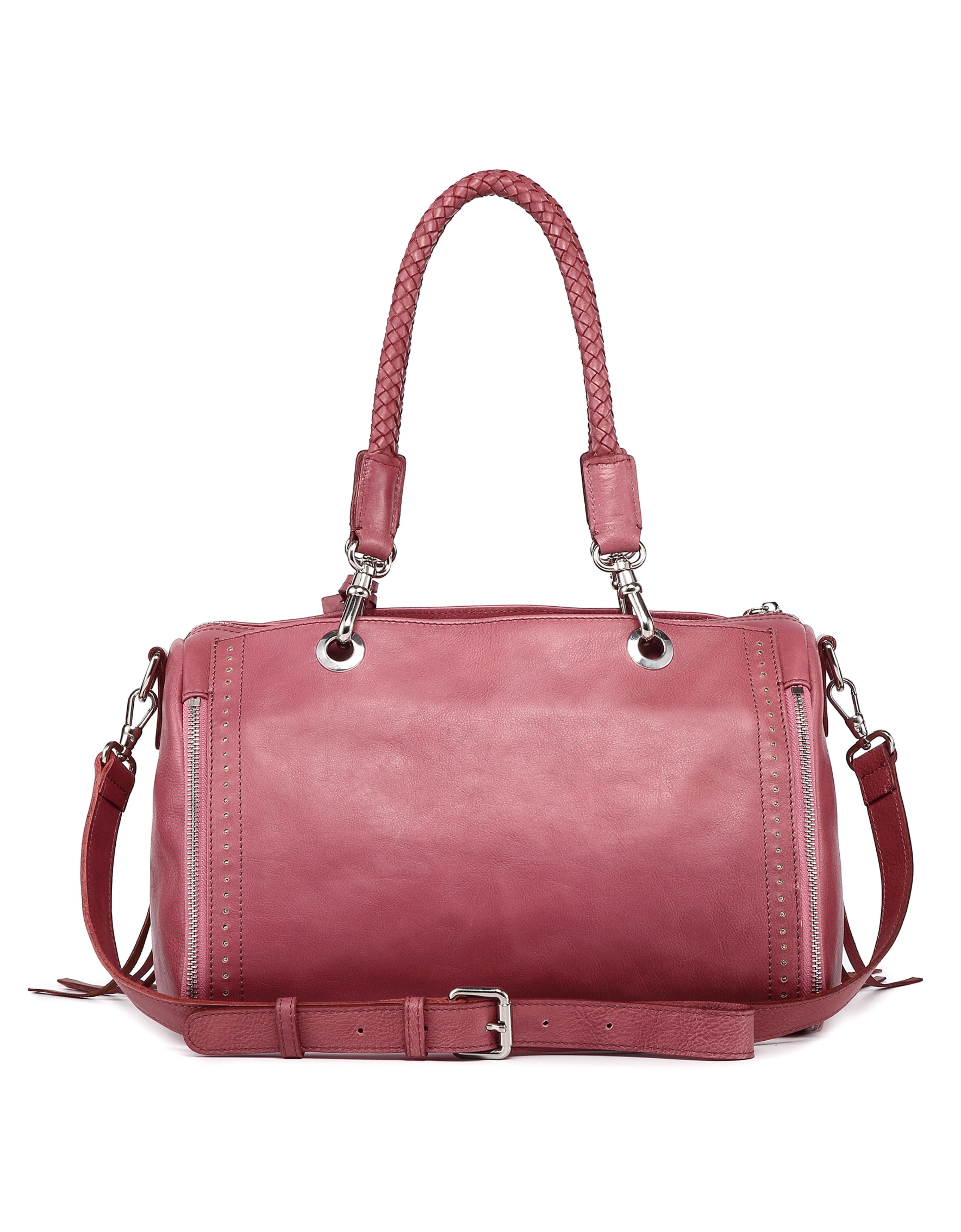 Lily Genuine Leather Classic Heritage Satchel, Alternate, color, Orchid