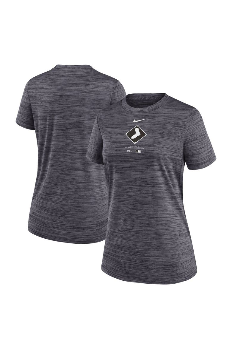 Women's Nike Charcoal Chicago White Sox City Connect Practice Velocity T-Shirt, Main, color, Black