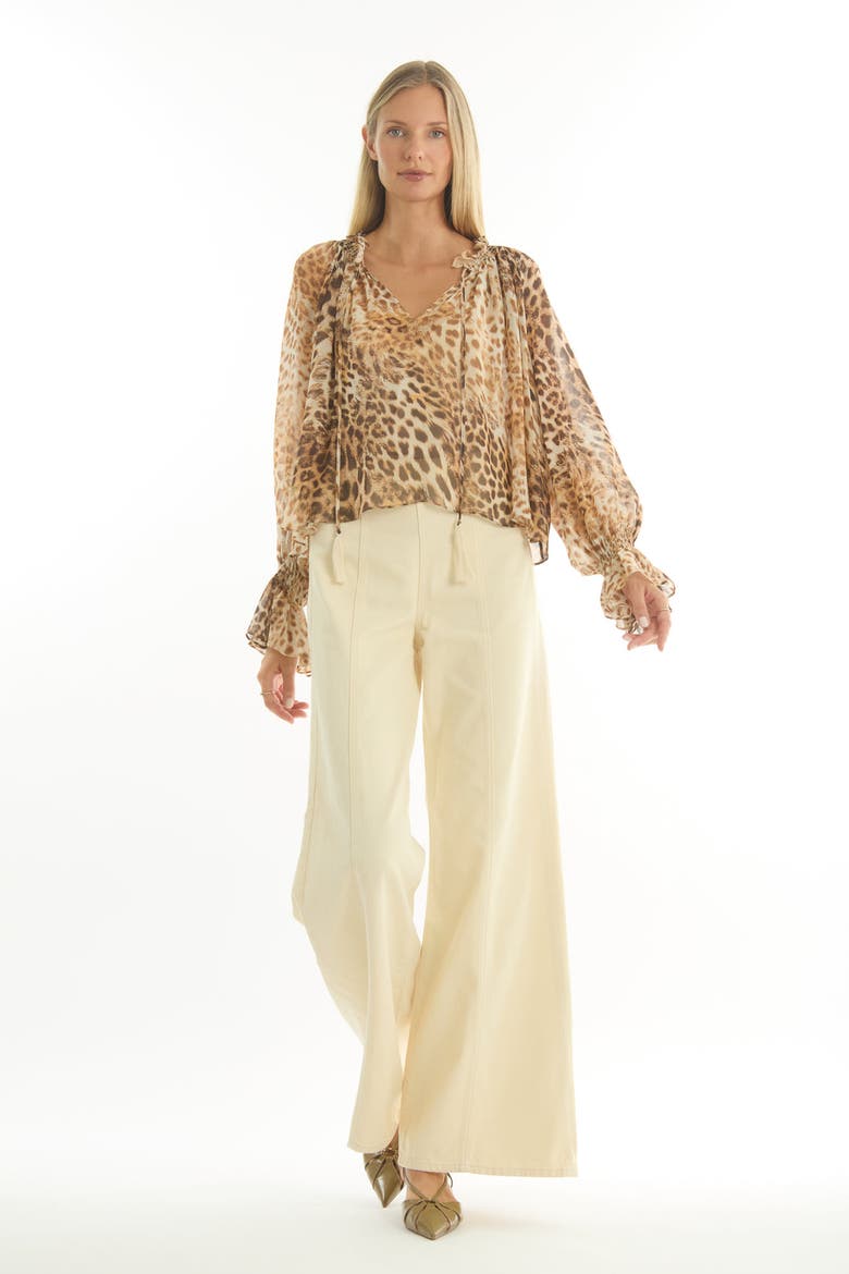 Cambria Blouse, Alternate, color, Brown Leopard